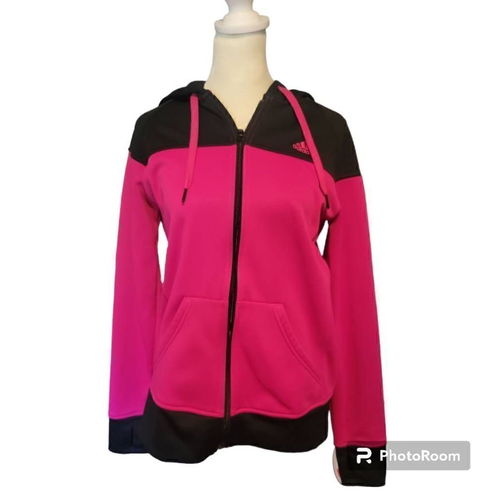 ADIDAS Climawarm Women's Size Medium Full-Zip Long-Sleeve Fleece Jacket Pink and